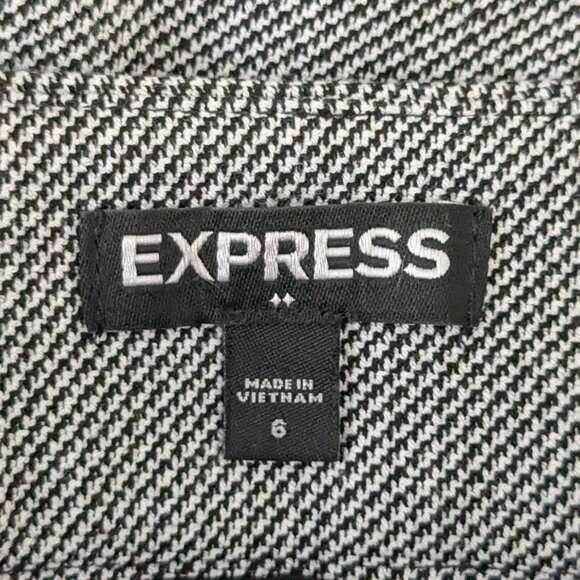 EXPRESS Black/White Tweed Short Straight Skirt w Back Zipper; Size 6 - Picture 3 of 4